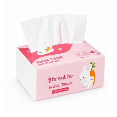 Gambar Breathe Tisu Wajah 4 ply 100 Lembar Set 3 pcs - Putih