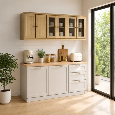 Gambar Informa Prosmont Kitchen Set - Abu-Abu Taupe/Cokelat Oak