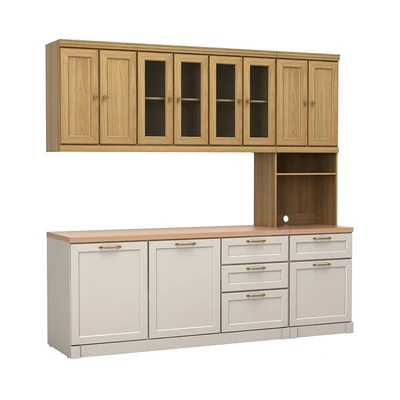 Gambar Informa Prosmont Kitchen Set Dengan Tall Cabinet - Abu-Abu Taupe/Cokelat Oak