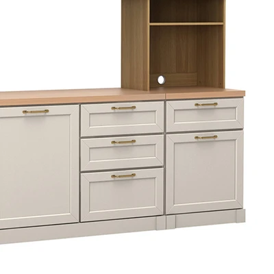 Gambar Informa Prosmont Kitchen Set Dengan Tall Cabinet - Abu-Abu Taupe/Cokelat Oak
