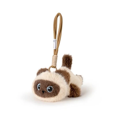 Gambar Hugs To You Gantungan Kunci Boneka Plush Siamese Cat Lying Down - Krem/Cokelat