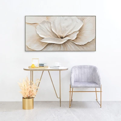 Gambar Informa Lukisan Kanvas Handmade Oil Paint Flower 142.5x72.5 cm - Krem