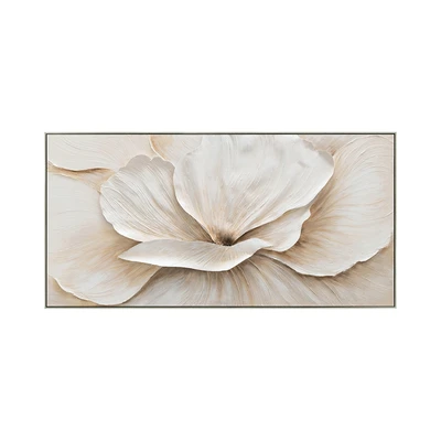 Gambar Informa Lukisan Kanvas Handmade Oil Paint Flower 142.5x72.5 cm - Krem