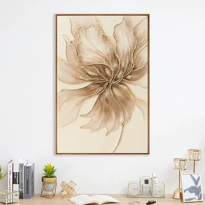 Gambar Informa Lukisan Kanvas Handmade Oil Paint Flower 82.5x122.5 cm - Cokelat/Krem