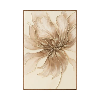 Gambar Informa Lukisan Kanvas Handmade Oil Paint Flower 82.5x122.5 cm - Cokelat/Krem