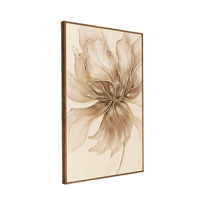 Gambar Informa Lukisan Kanvas Handmade Oil Paint Flower 82.5x122.5 cm - Cokelat/Krem