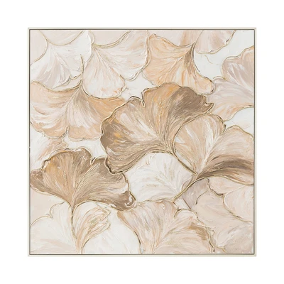 Gambar Informa Lukisan Kanvas Handmade Oil Paint Ginkgo 122.5x122.5 cm - Krem