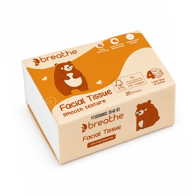 Gambar Breathe Tisu Wajah Mini Size 4 ply 20 Lembar Set 10 pcs - Putih
