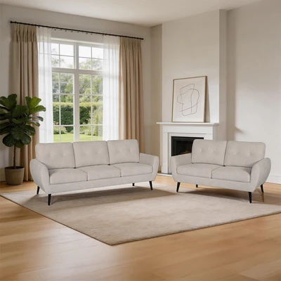 Gambar Informa Osaka Set Sofa Fabric 3 & 2 Seater - Cokelat Muda
