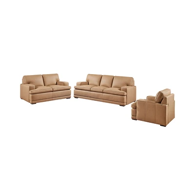 Gambar Ferrara Allen Set Sofa Kulit - Cokelat Tan