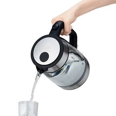 Gambar Klaz Teko Listrik Kaca 1.7 Liter 1000 Watt Transparan - Hitam
