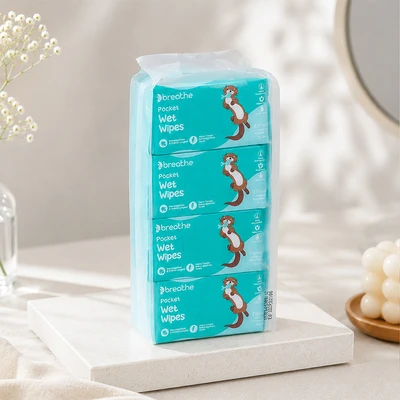 Gambar Breathe Tisu Basah 1 ply 7 Lembar Set 8 pcs - Putih