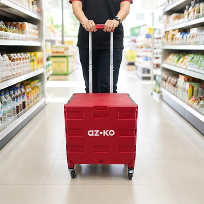 Gambar Azko Troli Lipat Portabel 4 Roda 25 kg - Merah