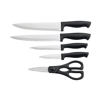 Gambar Cooking Color Miles Pisau Dapur Dengan Block Penyimpanan Set 7 pcs - Hitam