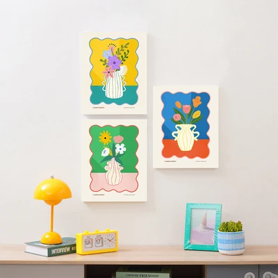 Gambar Informa Hiasan Dinding Kanvas Print Flower 30x40 cm Set 3 pcs - Mix