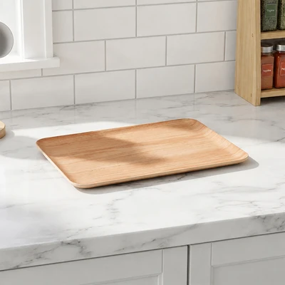 Gambar Cooking Color Sora Nampan Saji Kayu Anti Slip 33.5x23.5 cm - Cokelat Natural