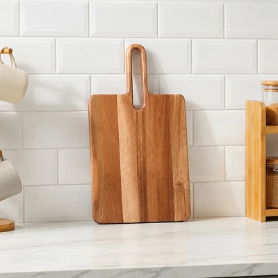 Gambar Cooking Color Ryota Talenan Kayu Dengan Handle Rectangle 40x22x1.5 cm - Cokelat