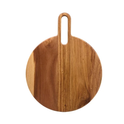Gambar Cooking Color Ryota Talenan Kayu Dengan Handle Round 33.5x26x1.6 cm - Cokelat