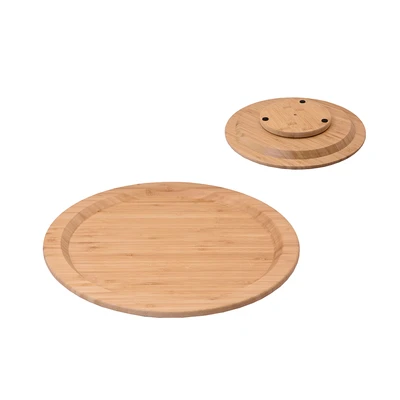Gambar Cooking Color Shouki Nampan Saji Turntable Kayu 35.5x35.5x4.3 cm - Cokelat