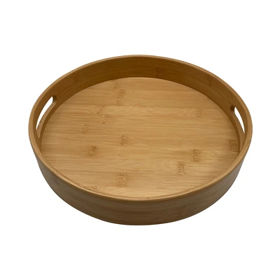 Gambar Cooking Color Shouki Nampan Saji Turntable Kayu Dengan Handle 30x30x6.7 cm - Cokelat