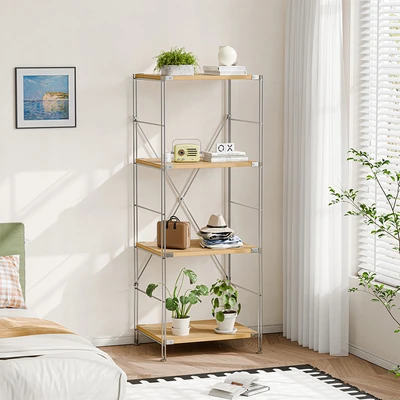 Gambar Stora Rak Modular Slim 4 Tingkat 50x41x130 cm - Cokelat Kayu
