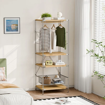 Gambar Stora Rak Modular Slim 4 Tingkat 50x41x130 cm - Cokelat Kayu