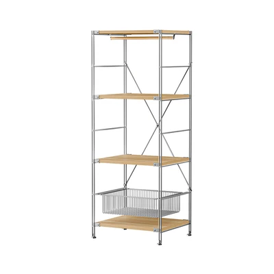 Gambar Stora Rak Modular Slim 4 Tingkat 50x41x130 cm - Cokelat Kayu