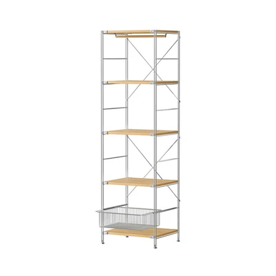 Gambar Stora Rak Modular Slim 5 Tingkat 50x41x170 cm - Cokelat Kayu