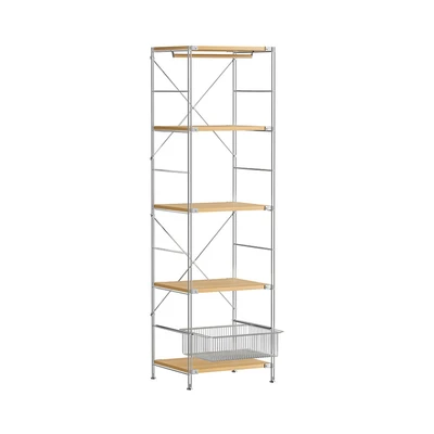 Gambar Stora Rak Modular Slim 5 Tingkat 50x41x170 cm - Cokelat Kayu