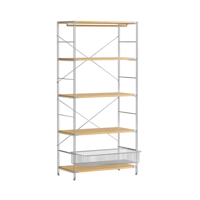 Gambar Stora Rak Modular Wide 5 Tingkat 80x41x170 cm - Cokelat Kayu