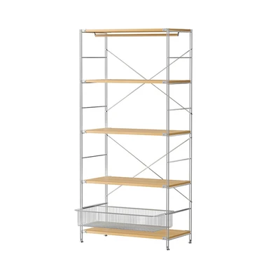 Gambar Stora Rak Modular Wide 5 Tingkat 80x41x170 cm - Cokelat Kayu