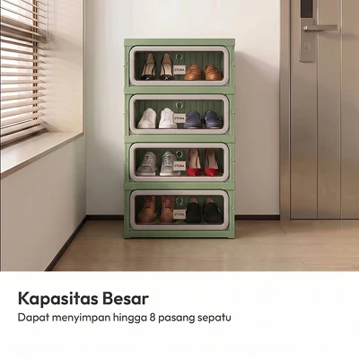 Gambar Stora Lemari Sepatu Lipat 4 Pintu  - Hijau