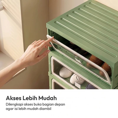 Gambar Stora Lemari Sepatu Lipat 4 Pintu  - Hijau