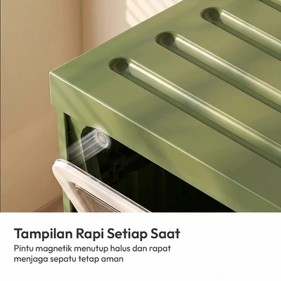 Gambar Stora Lemari Sepatu Lipat 4 Pintu  - Hijau
