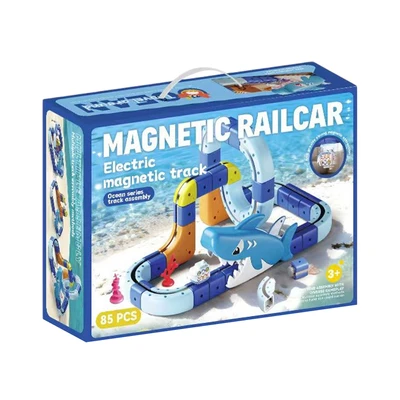 Gambar Kiddy Star Magnetic Railcar Electric Track Ocean Series Set 85 pcs - Biru