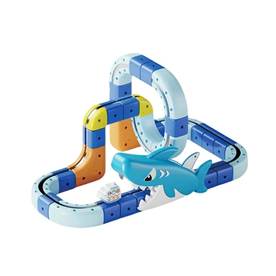 Gambar Kiddy Star Magnetic Railcar Electric Track Ocean Series Set 85 pcs - Biru