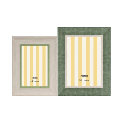 Gambar Informa Bingkai Foto Plastik 4R & 5R Set 2 Pcs - Hijau/Cokelat Oak