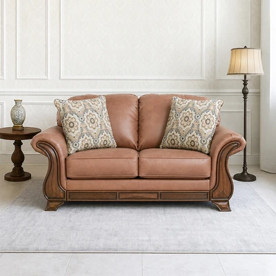 Gambar Ashley Miltonwood-2 Sofa Kulit 2 Seater - Cokelat