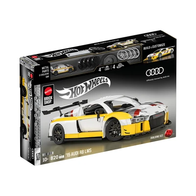 Gambar Mattel Brick Shop Hot Wheels 15 Audi R8 Lms Set 820 Pcs - Kuning/putih