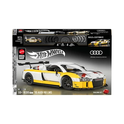 Gambar Mattel Brick Shop Hot Wheels 15 Audi R8 Lms Set 820 Pcs - Kuning/putih