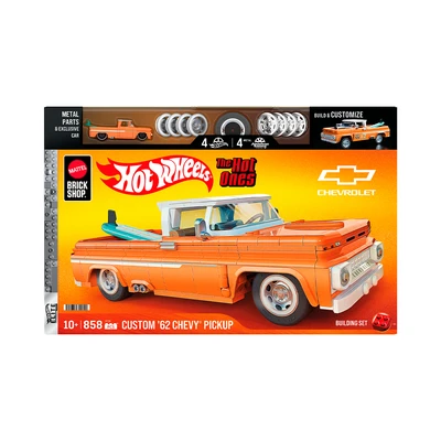Gambar Mattel Brick Shop Hot Wheels Custom 62 Chevy Pickup Set 858 Pcs - Oranye