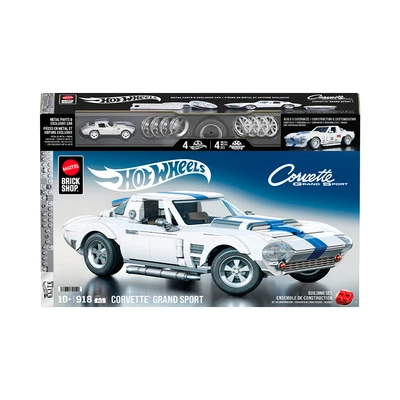 Gambar Mattel Brick Shop Hot Wheels Corvette Grand Sport Set 918 Pcs - Putih