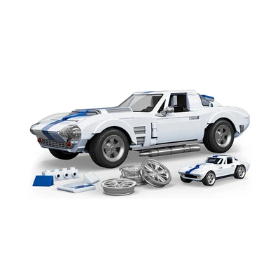 Gambar Mattel Brick Shop Hot Wheels Corvette Grand Sport Set 918 Pcs - Putih