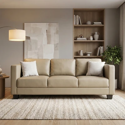 Gambar Informa Venien Sofa Kulit 3 Seater - Cokelat Cappuccino