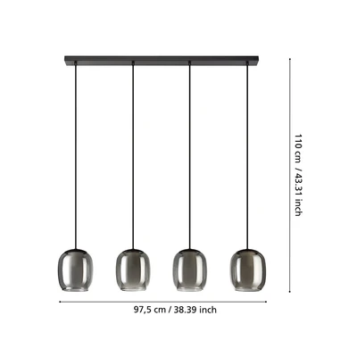 Gambar Eglo Ciampino Lampu Gantung Long 4L E27 - Abu-Abu
