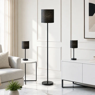 Gambar Eglo Torio Lampu Meja & Lantai Set 3 pcs - Hitam