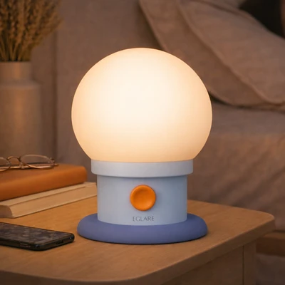 Gambar Eglare Lampu Tidur LED Rechargeable 1 Watt Globe - Biru Muda/Putih