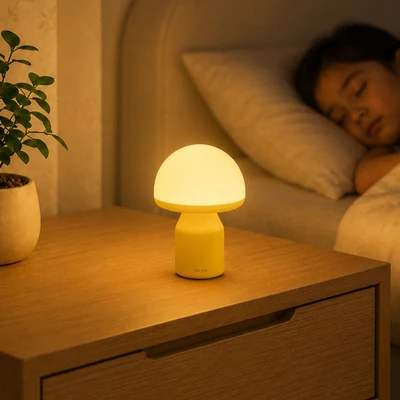 Gambar Eglare Lampu Tidur LED Rechargeable 1 Watt Mushie - Kuning/Putih
