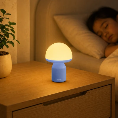 Gambar Eglare Lampu Tidur LED Rechargeable 1 Watt Mushie - Biru/Putih