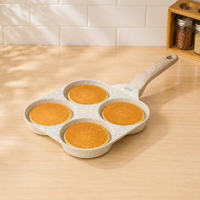 Gambar Culinart Wajan Penggorengan Telur 4 Cetakan Round Aluminium - Krem